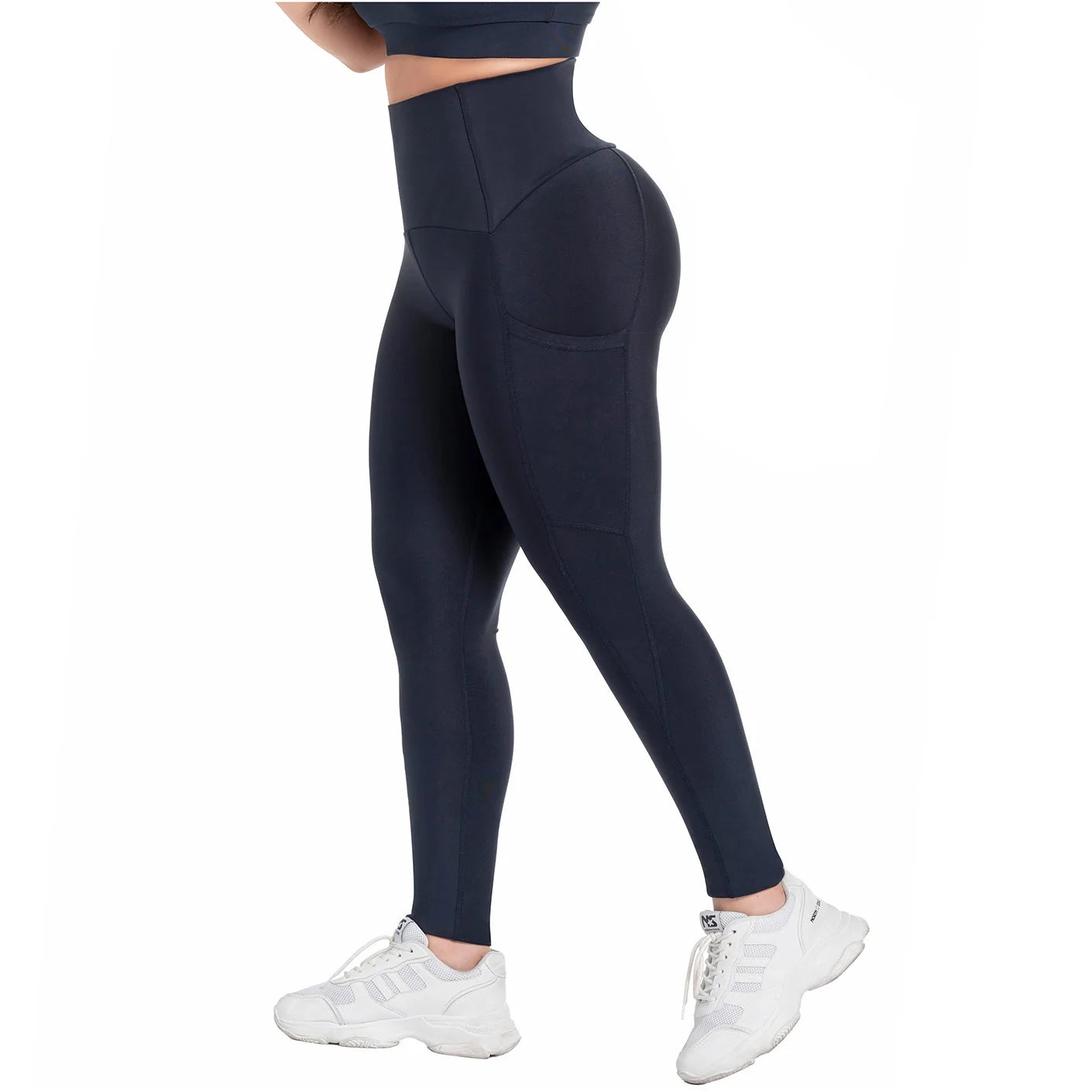 FLEXMEE 946764 | Sports High Waisted Leggings with Pockets Tummy Control Activewear Sportswear | Comfort Line