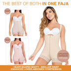 MARIAE FPF5530 Faja Colombiana Postpartum & Daily Use Shapewear Bodysuit front Zipper Open Bust Mid Thigh | 9831 | 9235