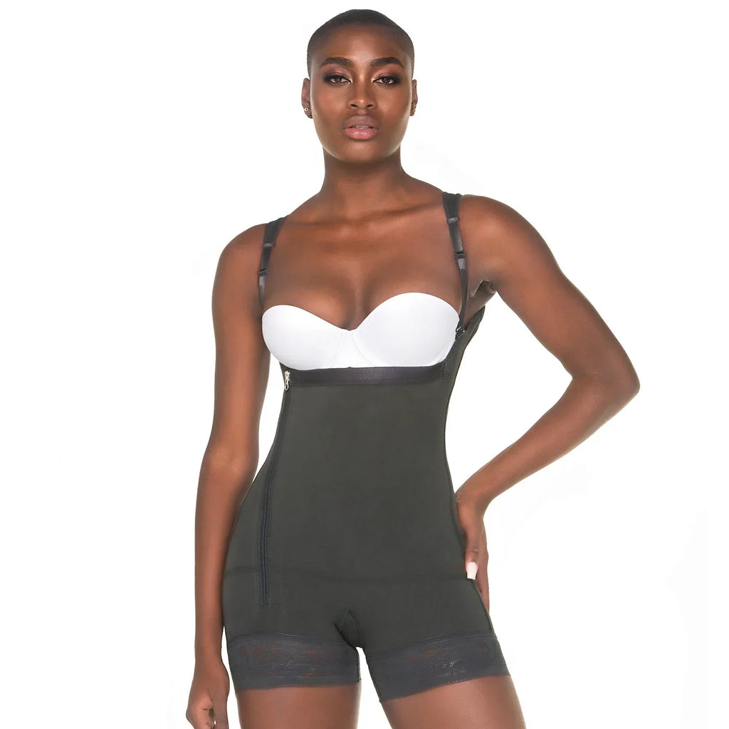 MARIAE FPL3330 Stage 2 Faja Colombiana Post Surgery Postpartum Shapewear Bodysuit Short Length with Side Zipper & Open Bust | 9633 | FQ113