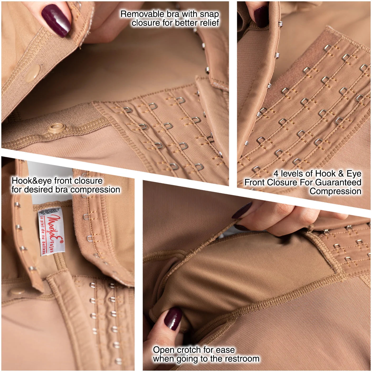 Fajas MariaE 9262 | Colombian Postpartum Full Body Body Shaper for Women | Knee Length & Bra | Powernet