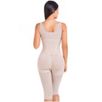 Fajas MariaE 9382 | Post Surgery Body Shaper | Postpartum Butt Lifting Girdle | Open Bust | Powernet & Knee Length