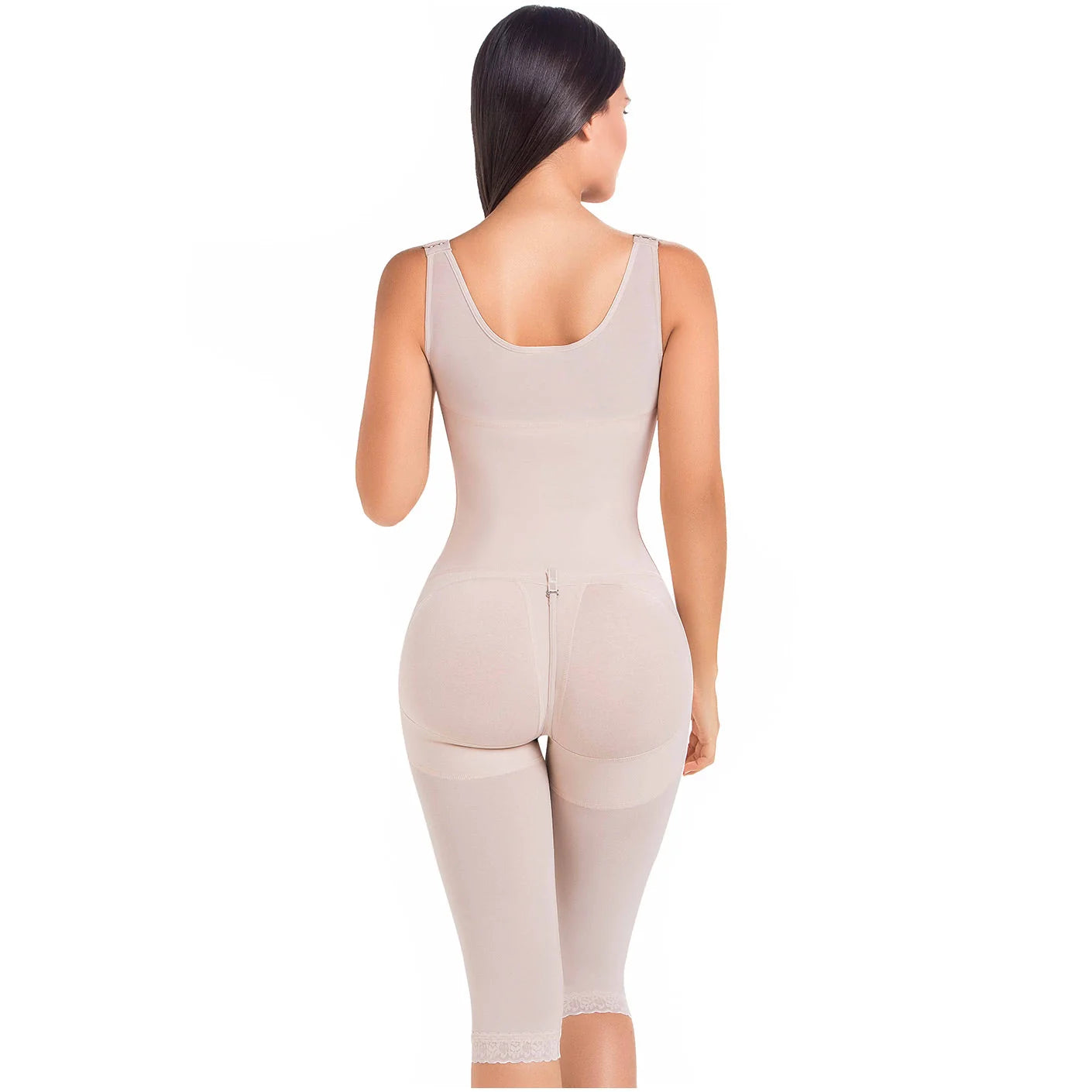 Fajas MariaE 9382 | Post Surgery Body Shaper | Postpartum Butt Lifting Girdle | Open Bust | Powernet & Knee Length