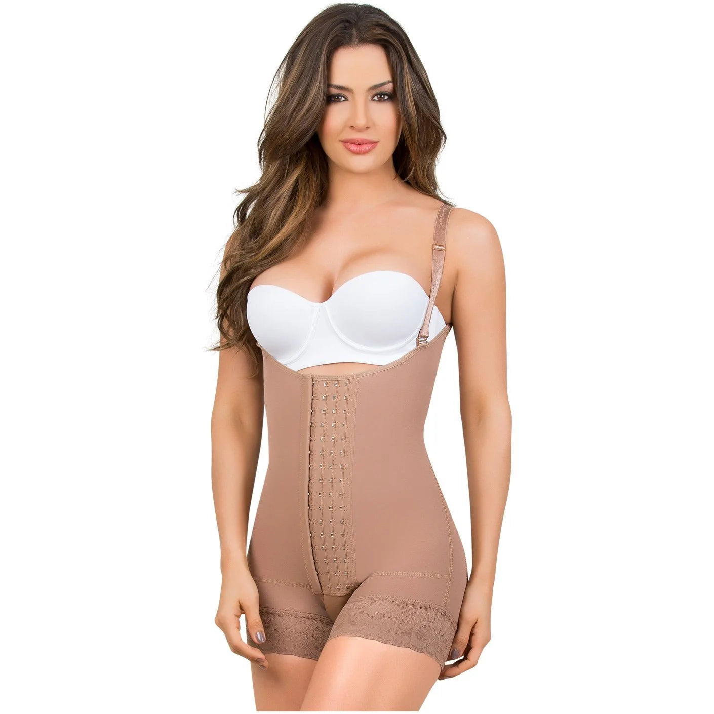 Fajas MariaE 9434 | Colombian Postpartum Boyshort Shapewear for Women | Strapless & Tummy Control | Powernet