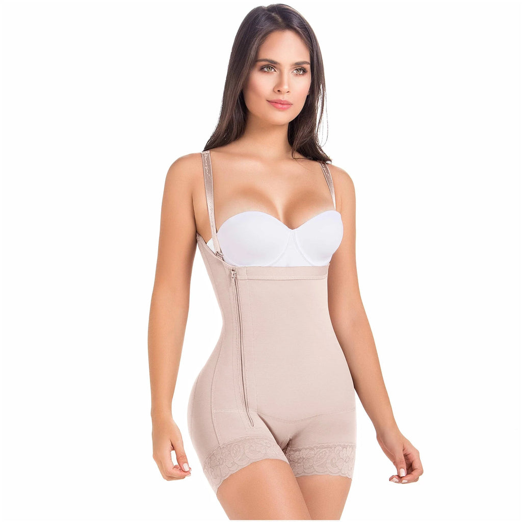 MARIAE FPL3330 Stage 2 Faja Colombiana Post Surgery Postpartum Shapewear Bodysuit Short Length with Side Zipper & Open Bust | 9633 | FQ113