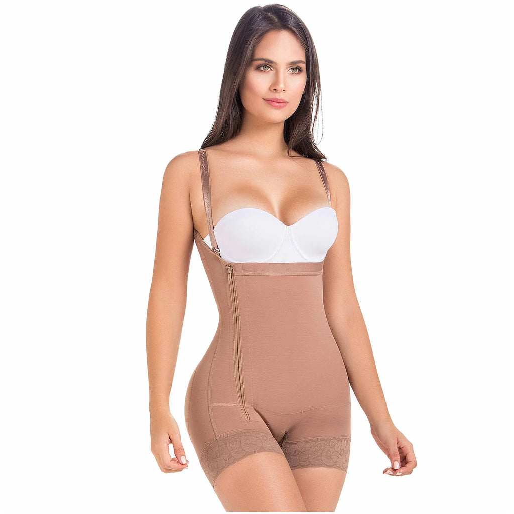 MARIAE FPL3330 Stage 2 Faja Colombiana Post Surgery Postpartum Shapewear Bodysuit Short Length with Side Zipper & Open Bust | 9633 | FQ113