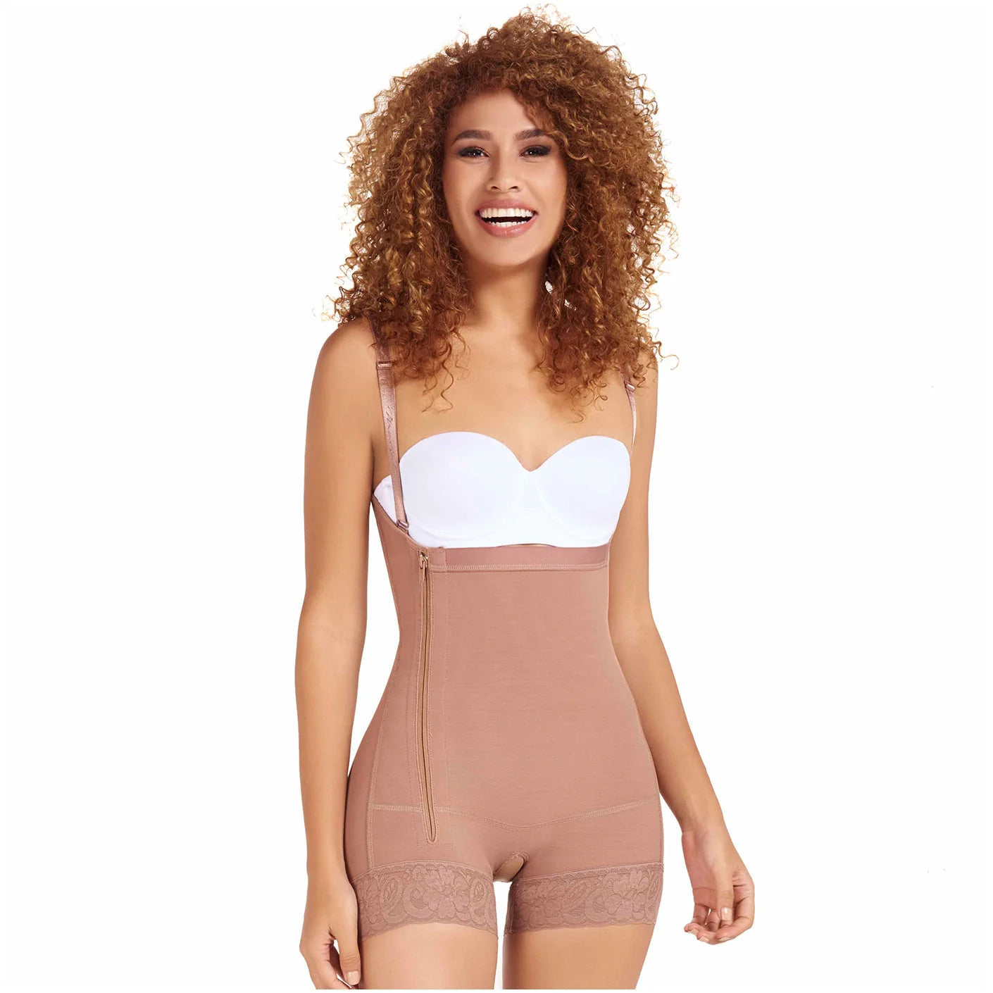 MARIAE FPL3330 Stage 2 Faja Colombiana Post Surgery Postpartum Shapewear Bodysuit Short Length with Side Zipper & Open Bust | 9633 | FQ113