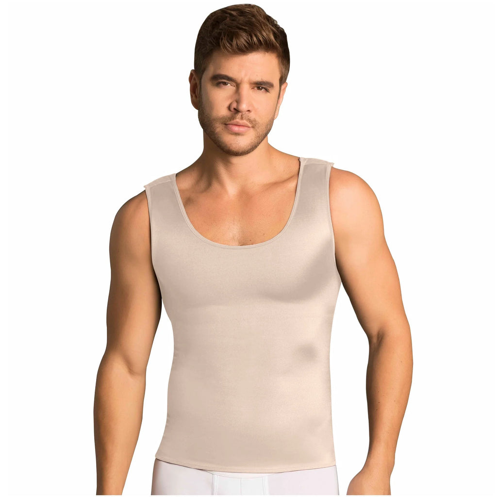 Fajas MariaE FH101 | Body Shaper Compression Vest Shirts for Men | Tummy & Back Control | Triconet