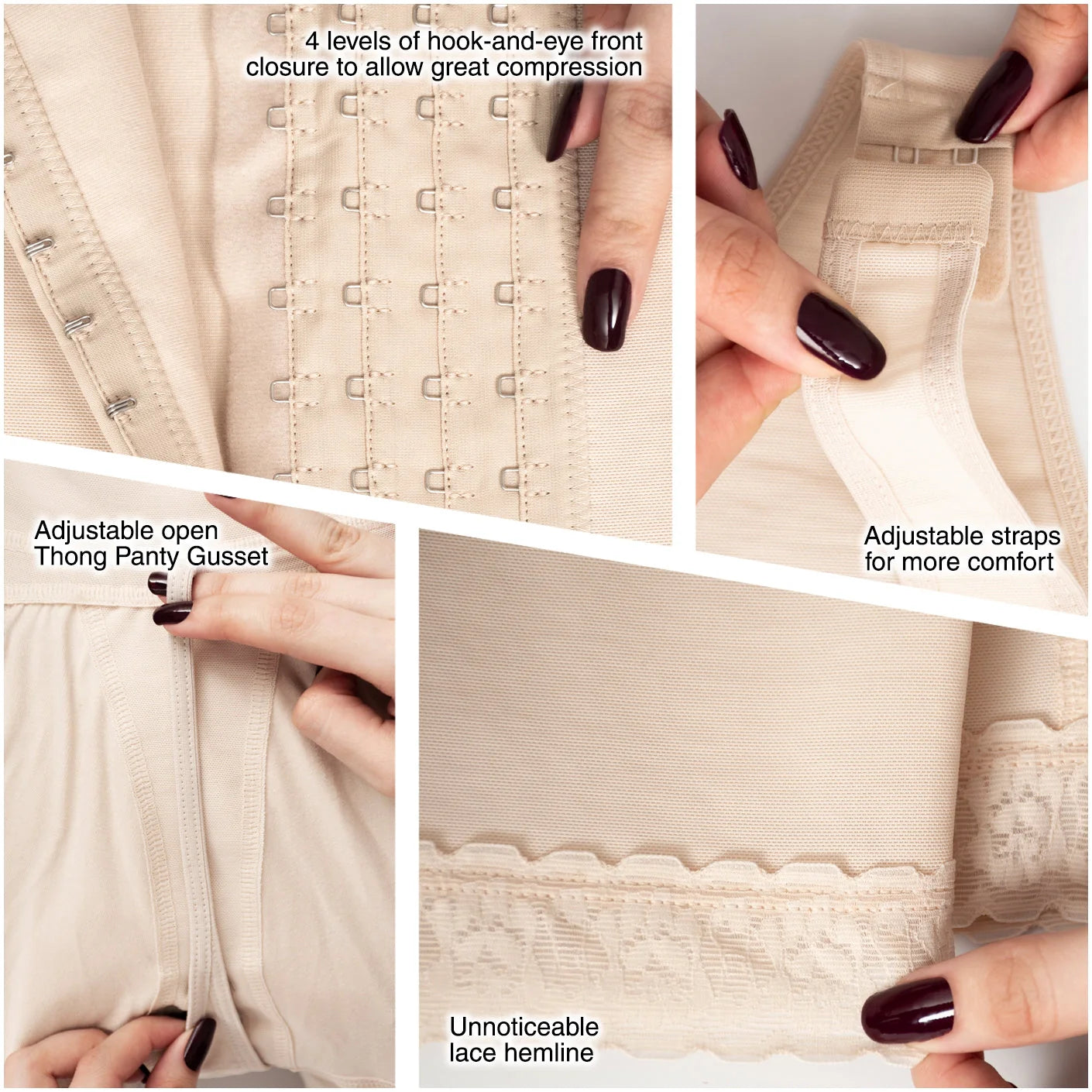 Fajas MariaE 9382 | Post Surgery Body Shaper | Postpartum Butt Lifting Girdle | Open Bust | Powernet & Knee Length