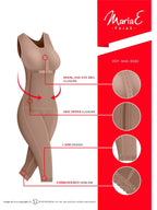 Fajas MariaE 9282 | Postoperative Shapewear with Bra | Side Zipper Knee Length | Powernet