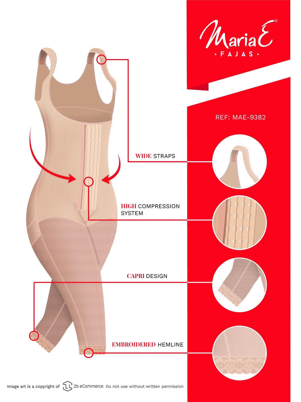Fajas MariaE 9382 | Post Surgery Body Shaper | Postpartum Butt Lifting Girdle | Open Bust | Powernet & Knee Length