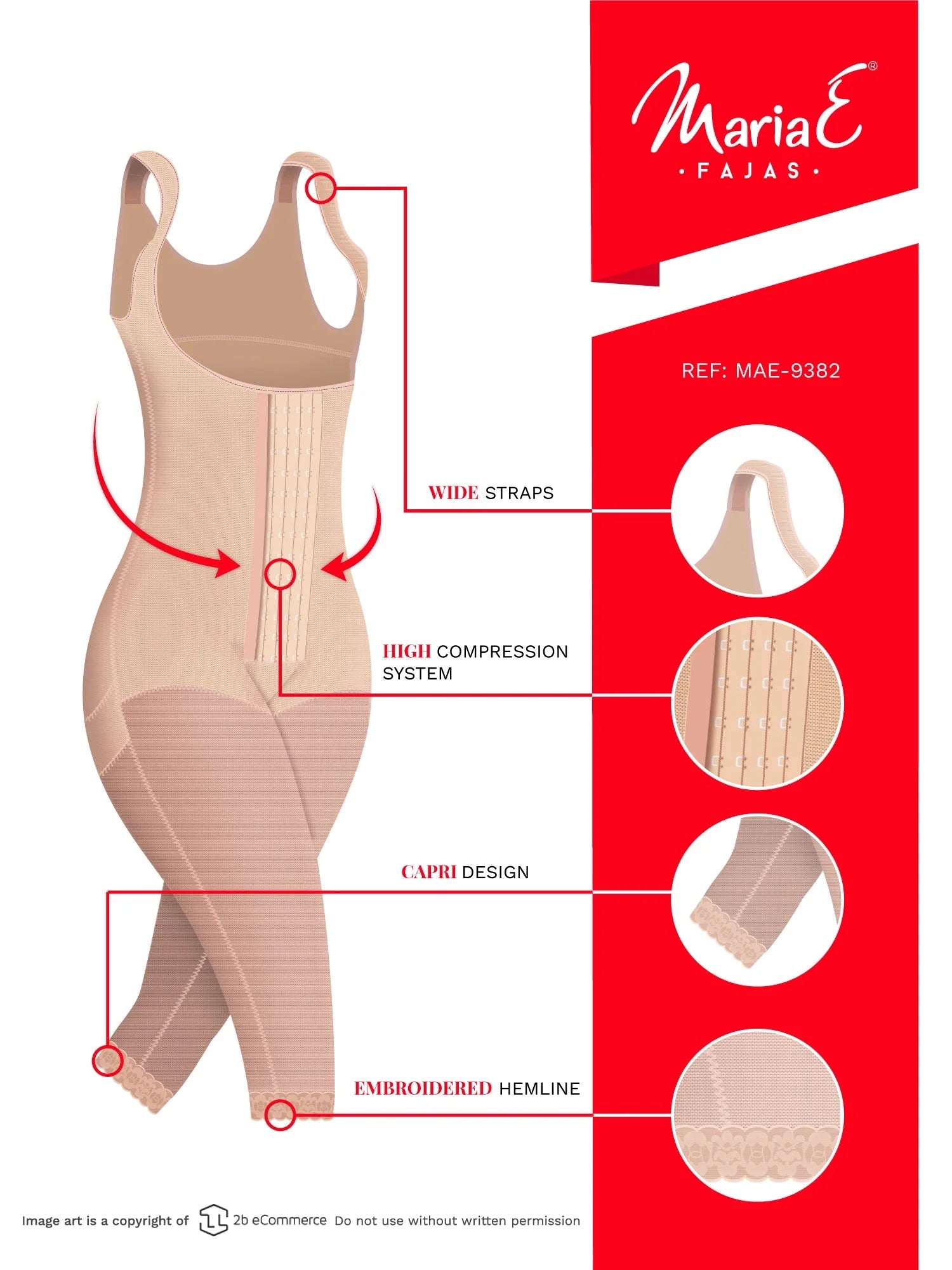Fajas MariaE 9382 | Post Surgery Body Shaper | Postpartum Butt Lifting Girdle | Open Bust | Powernet & Knee Length