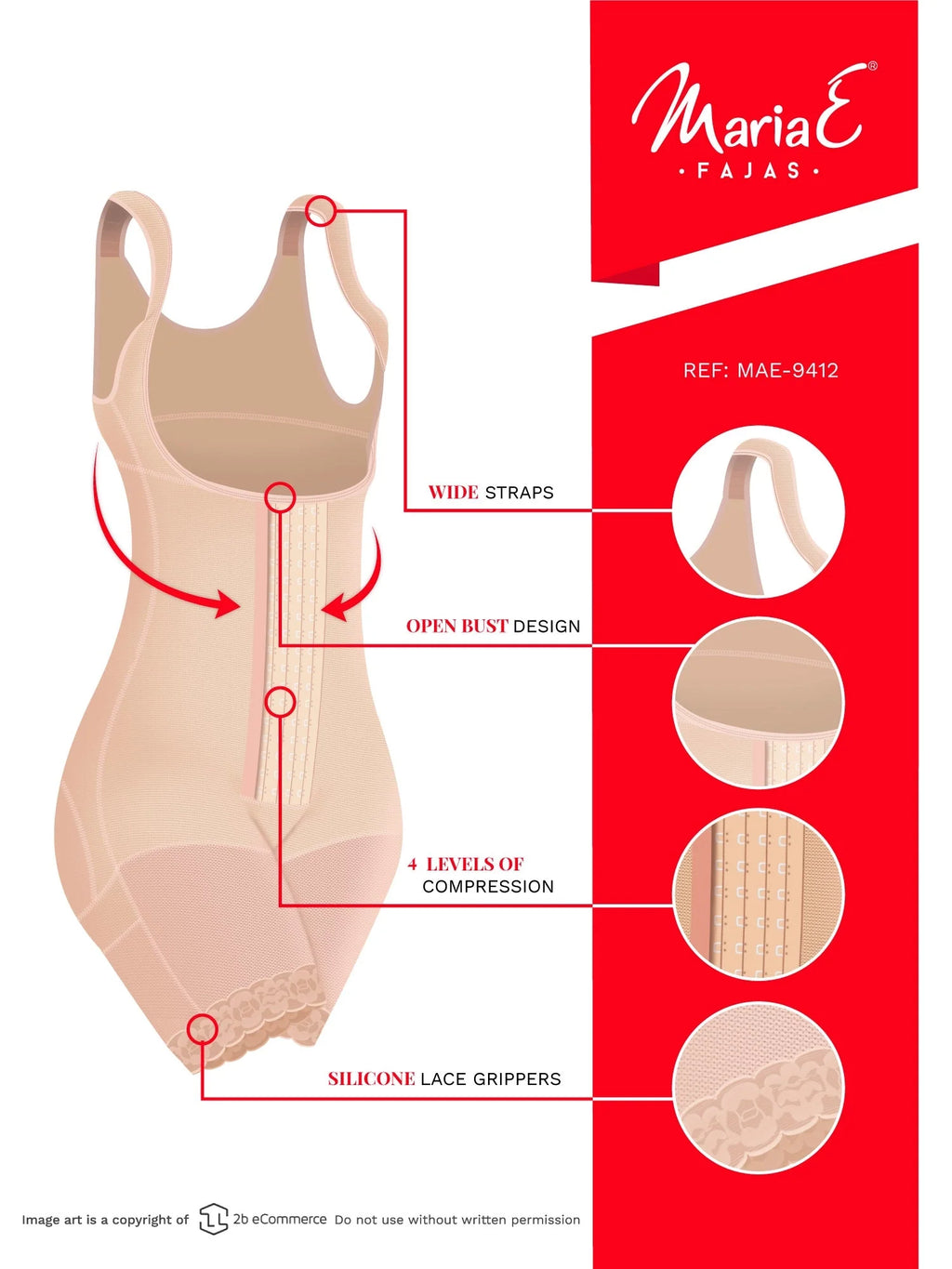 Fajas MariaE 9412 | Colombian Post Surgery Shapewear for Women | After Pregnancy Butt Lifting Compression Garment | Powernet