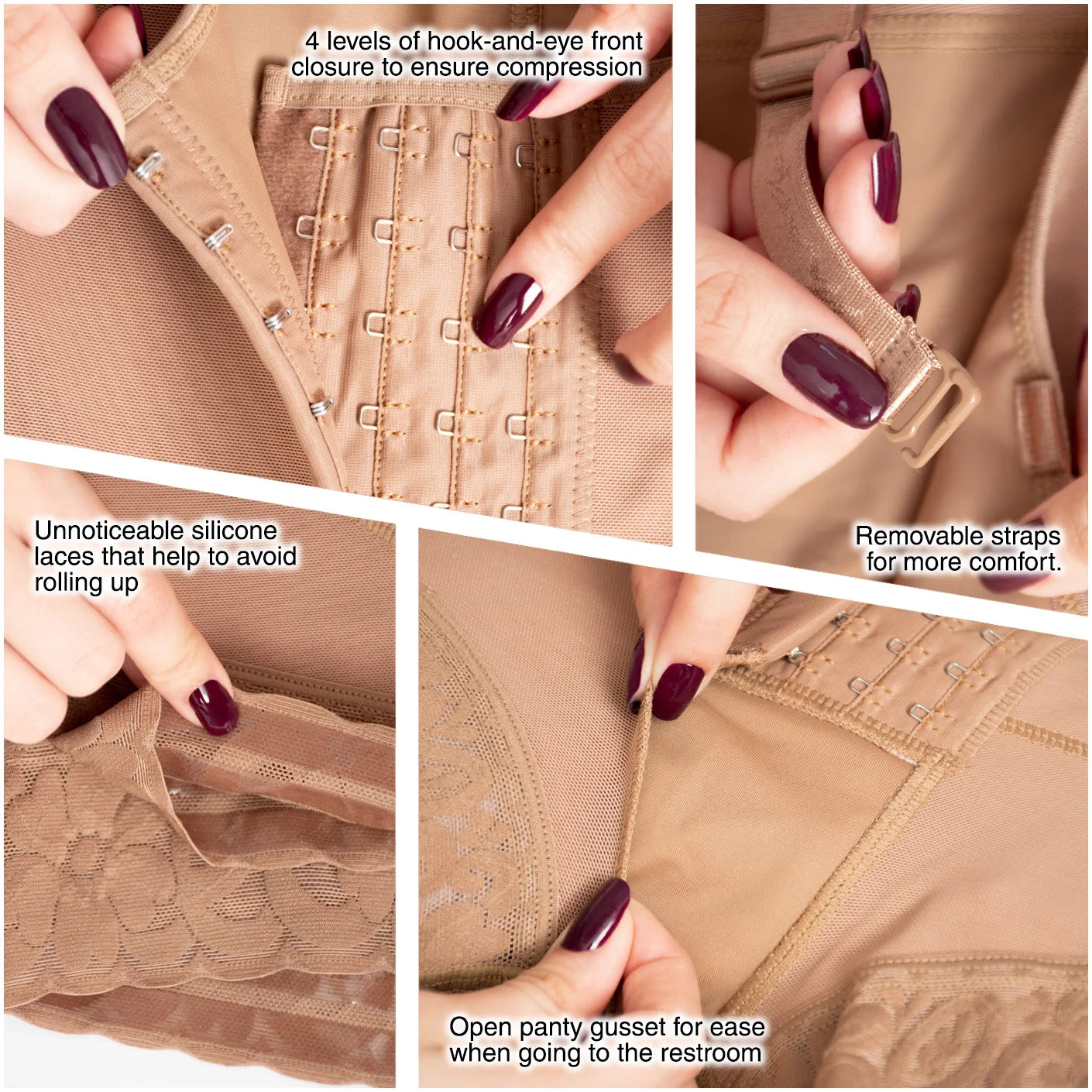 Fajas MariaE 9434 | Colombian Postpartum Boyshort Shapewear for Women | Strapless & Tummy Control | Powernet