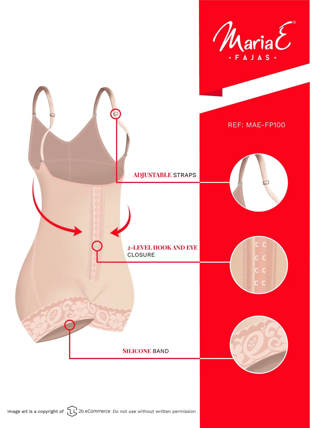 Fajas MariaE FP100 | Postpartum Faja Butt Lifting Shapewear For Daily Use | Open Bust & Front Closure | Powernet