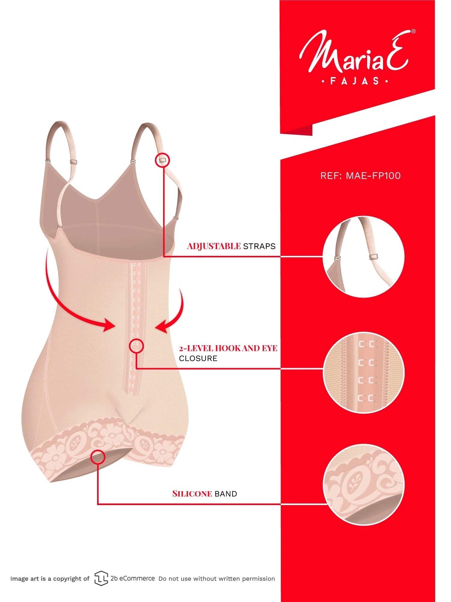 Fajas MariaE FP100 | Postpartum Faja Butt Lifting Shapewear For Daily Use | Open Bust & Front Closure | Powernet