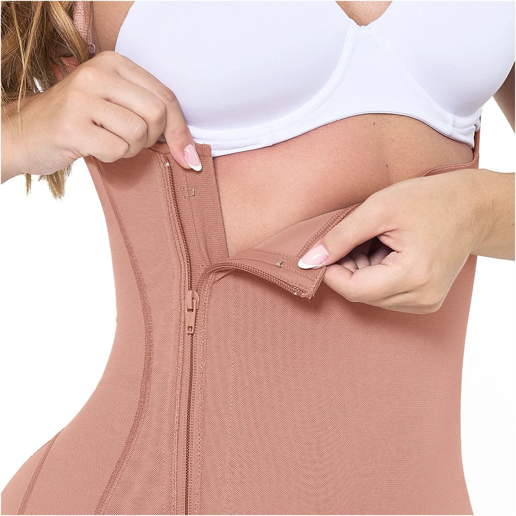 MARIAE FPL3330 Stage 2 Faja Colombiana Post Surgery Postpartum Shapewear Bodysuit Short Length with Side Zipper & Open Bust | 9633 | FQ113