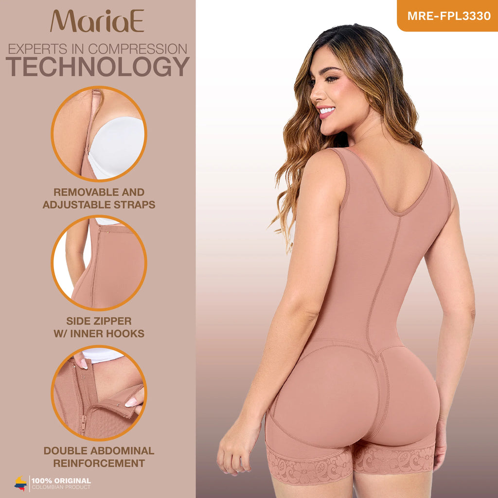 MARIAE FPL3330 Stage 2 Faja Colombiana Post Surgery Postpartum Shapewear Bodysuit Short Length with Side Zipper & Open Bust | 9633 | FQ113