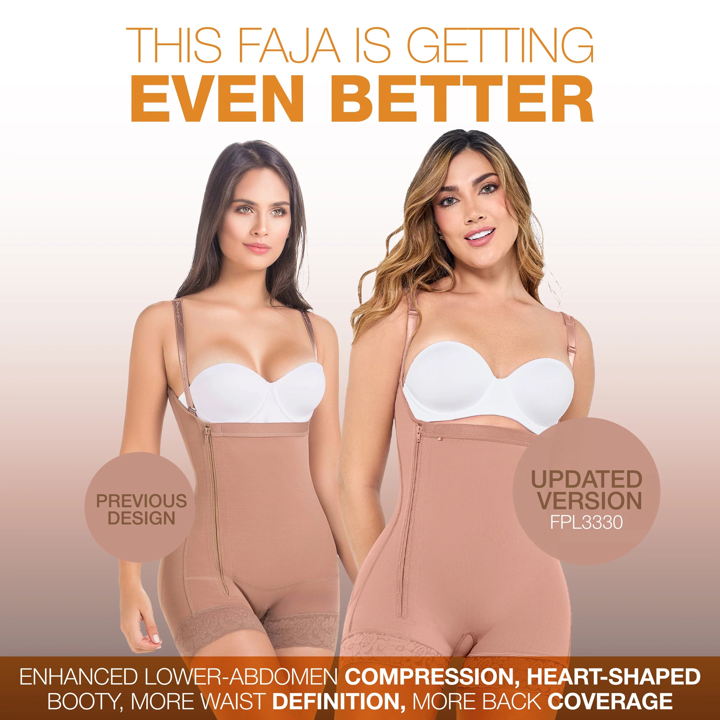 MARIAE FPL3330 Stage 2 Faja Colombiana Post Surgery Postpartum Shapewear Bodysuit Short Length with Side Zipper & Open Bust | 9633 | FQ113