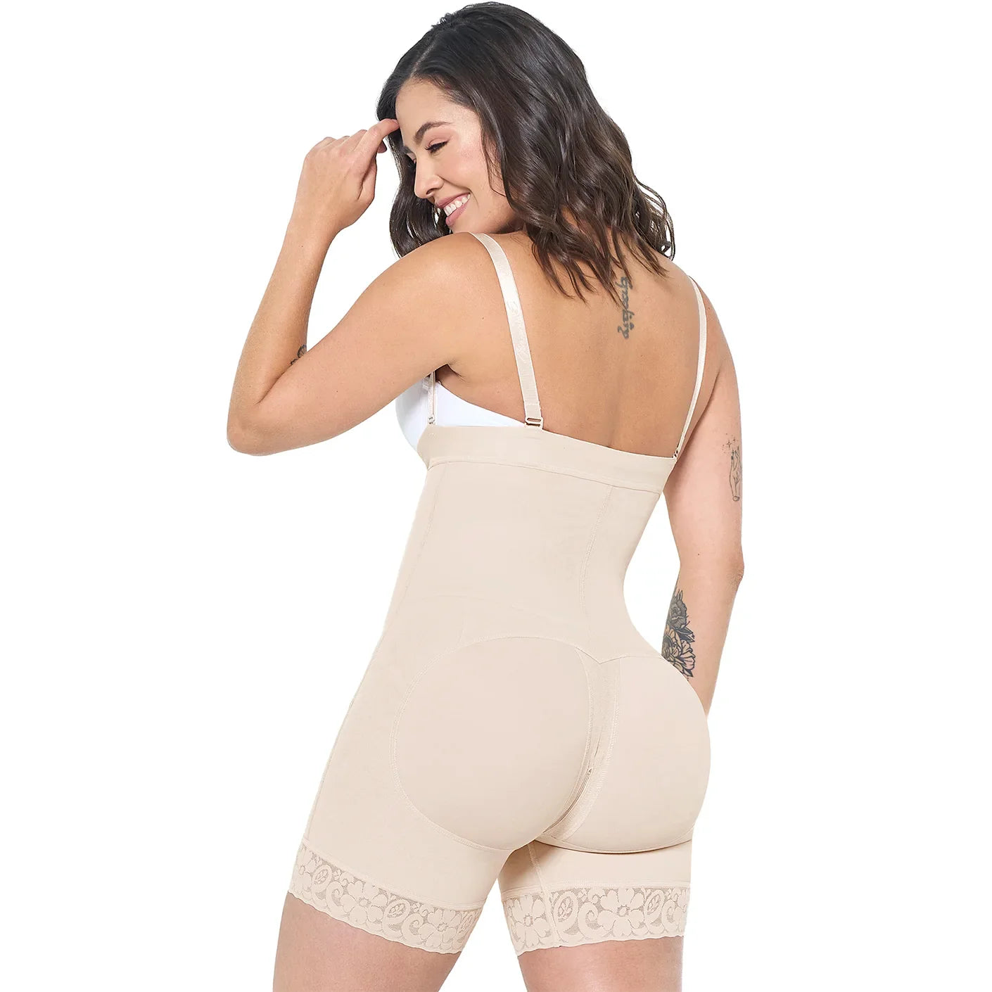 MARIAE FPL9530 Faja Colombiana Postpartum & Daily Use Shapewear Bodysuit Short Length with Side Zipper & Open Bust | 9143