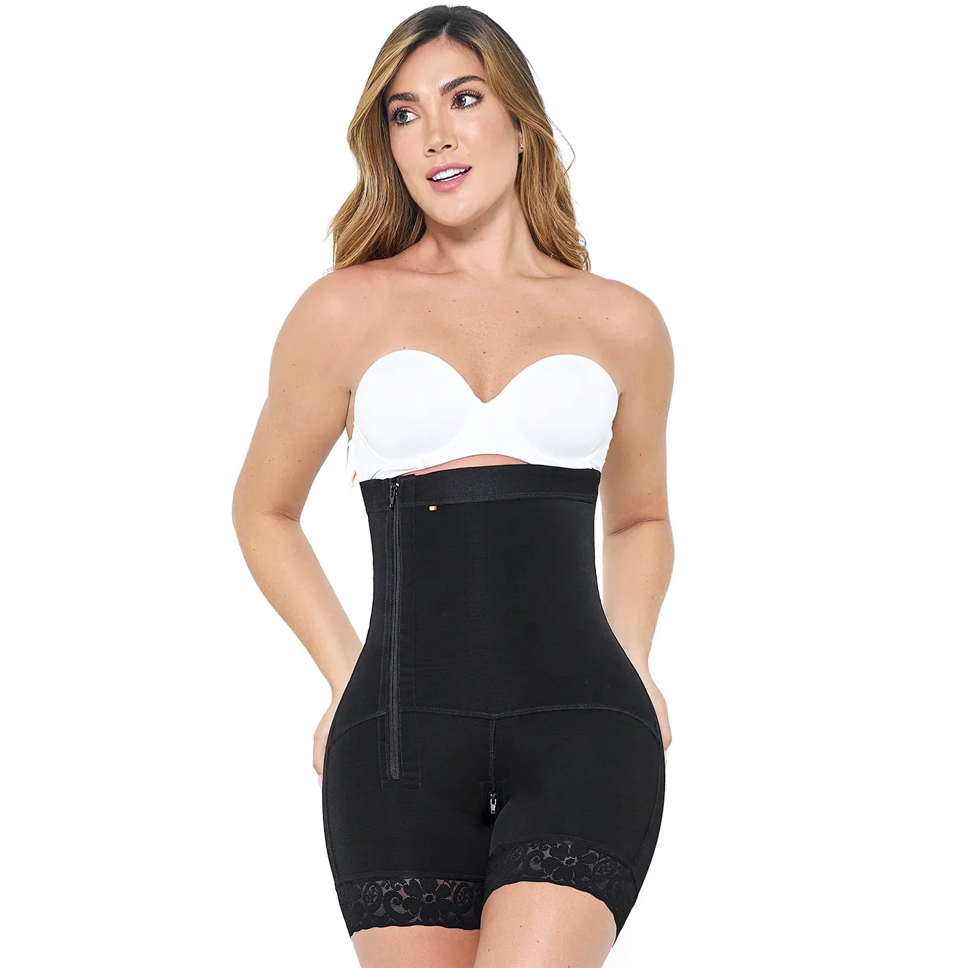 MARIAE FPL9530 Faja Colombiana Postpartum & Daily Use Shapewear Bodysuit Short Length with Side Zipper & Open Bust | 9143